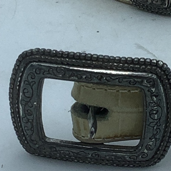 Brighton Reptile Look Tan/White Belt with Silver Buckle and Embellishments - Picture 5 of 9